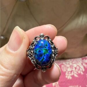 Sterling silver Azurite malachite ring